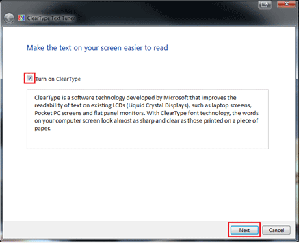 Windows 7 ClearType Toggle On Off